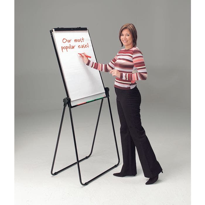Double-sided Whiteboard and A1 Flipchart Easel - Black