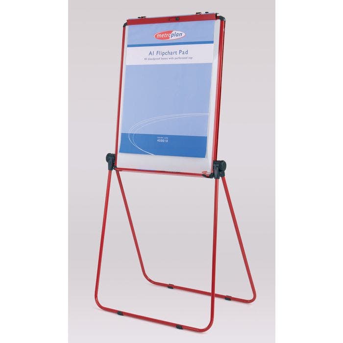 Double-sided Whiteboard and A1 Flipchart Easel - Red