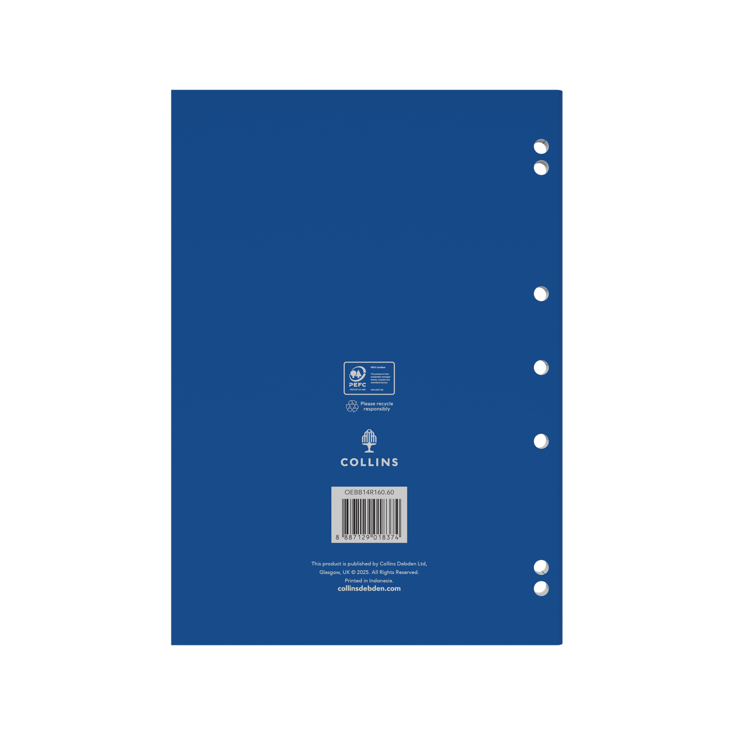 Collins A4 Ring Binder Refill Pad – 160 Pages (Pack of 5) Blue