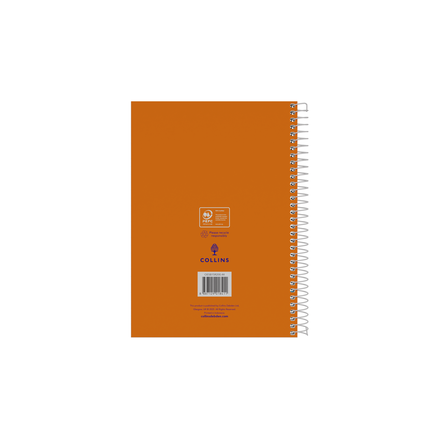 Collins A5 Spiral Bound Notebook – 200 Pages (Pack of 5) Orange