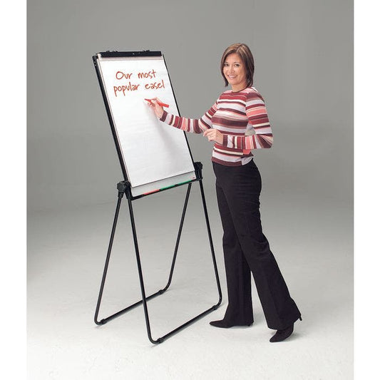 Double-sided Whiteboard and A1 Flipchart Easel - Black