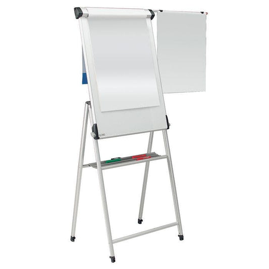 Mobile Conference Pro Whiteboard and Flipchart Easel with Sidearm - 1000 x 700mm coated steel writing surface