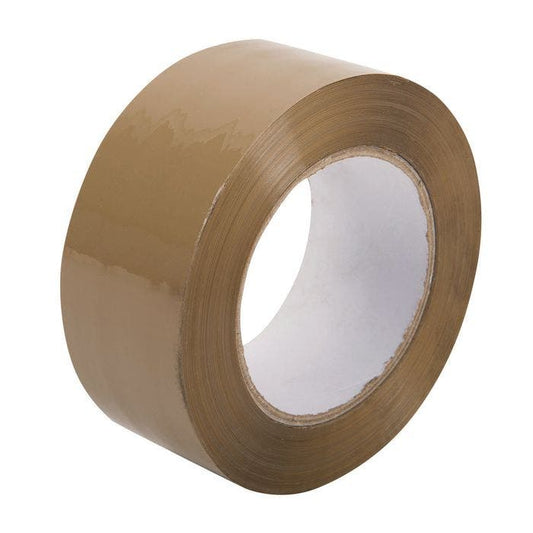Low Noise Adhesive Polypropylene Packaging Tape - 75mm width, acrylic adhesive, brown, pack of 24 rolls
