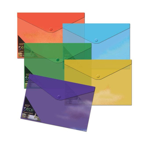 Eco A4 Popper Document Wallets 5 Pack Assorted Colours