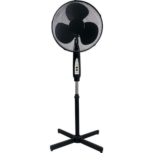 16" Oscillating Pedestal Fan with remote control and timer - 3 speed - black