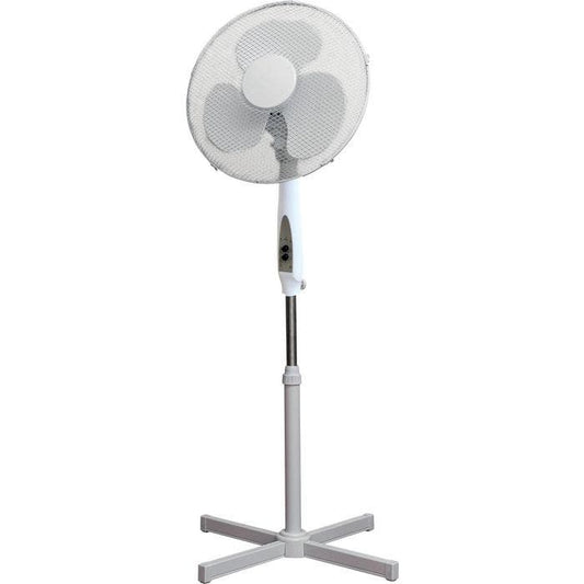 16" Oscillating Pedestal Fan with remote control and timer - 3 speed - white