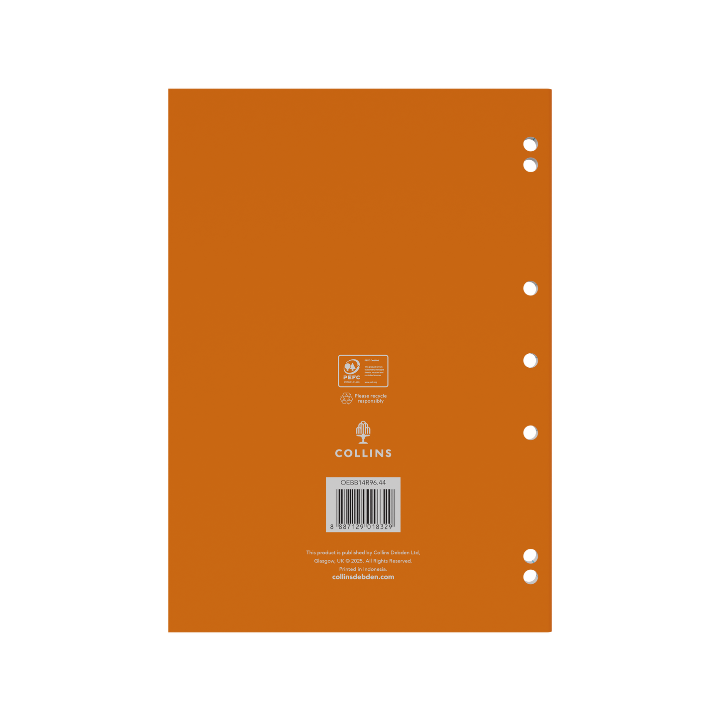 Collins A4 Ring Binder Refill Pad – 96 Pages (Pack of 5) Orange