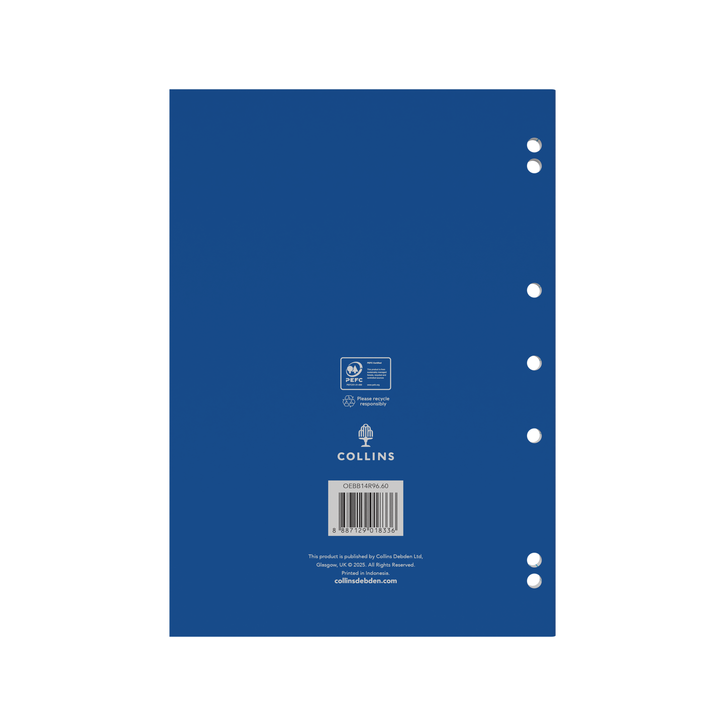 Collins A4 Ring Binder Refill Pad – 96 Pages (Pack of 5) Blue