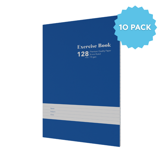 Lined Exercise Book A4 Casebound | Ruled Layout / 128 Pages (Packs of 10) 8mm / 70 GSM - Collins Debden School Essentials