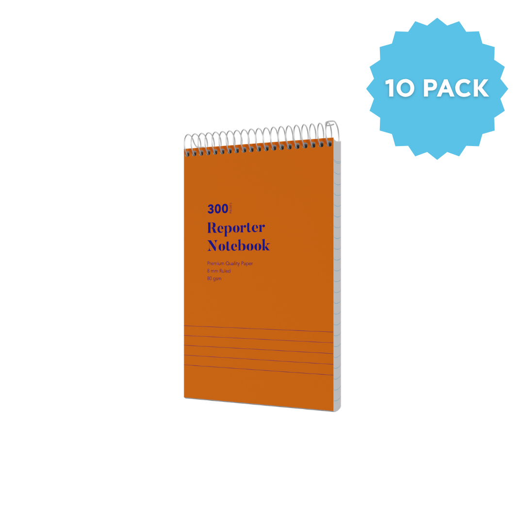 Reporters Notebook (200x127mm) Spiral Bound | Ruled Layout / 300 Pages (Packs of 10) 8mm / 80 GSM - Collins Debden School Essentials