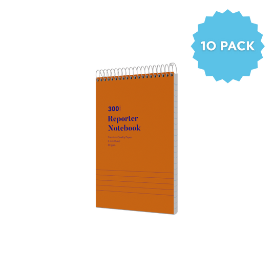 Reporters Notebook (200x127mm) Spiral Bound | Ruled Layout / 300 Pages (Packs of 10) 8mm / 80 GSM - Collins Debden School Essentials