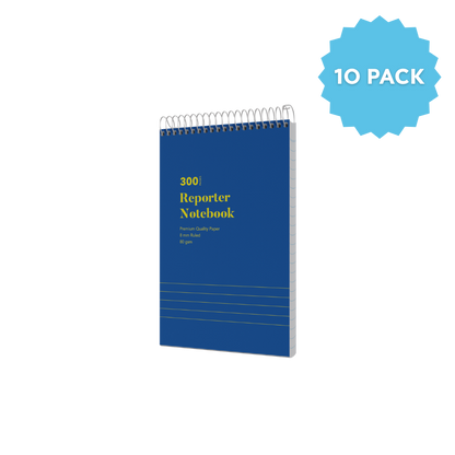Reporters Notebook (200x127mm) Spiral Bound | Ruled Layout / 300 Pages (Packs of 10) 8mm / 80 GSM - Collins Debden School Essentials