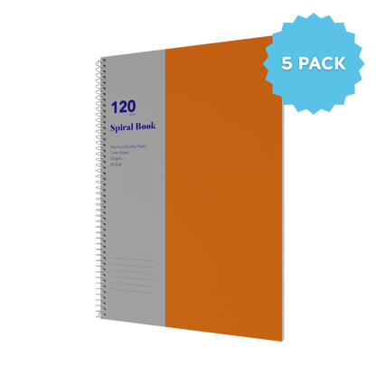 Lined Notebook A4 Spiral Bound | Ruled Layout / 120 Pages (Packs of 5) 7mm / 70 GSM - Collins Debden School Essentials