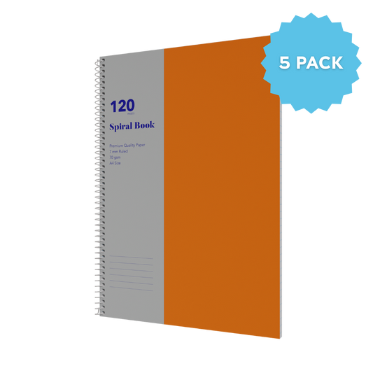 Lined Notebook A4 Spiral Bound | Ruled Layout / 120 Pages (Packs of 5) 7mm / 70 GSM - Collins Debden School Essentials