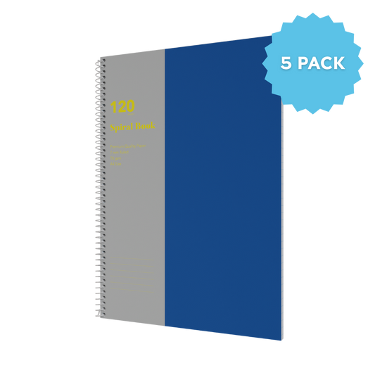 Lined Notebook A4 Spiral Bound | Ruled Layout / 120 Pages (Packs of 5) 7mm / 70 GSM - Collins Debden School Essentials