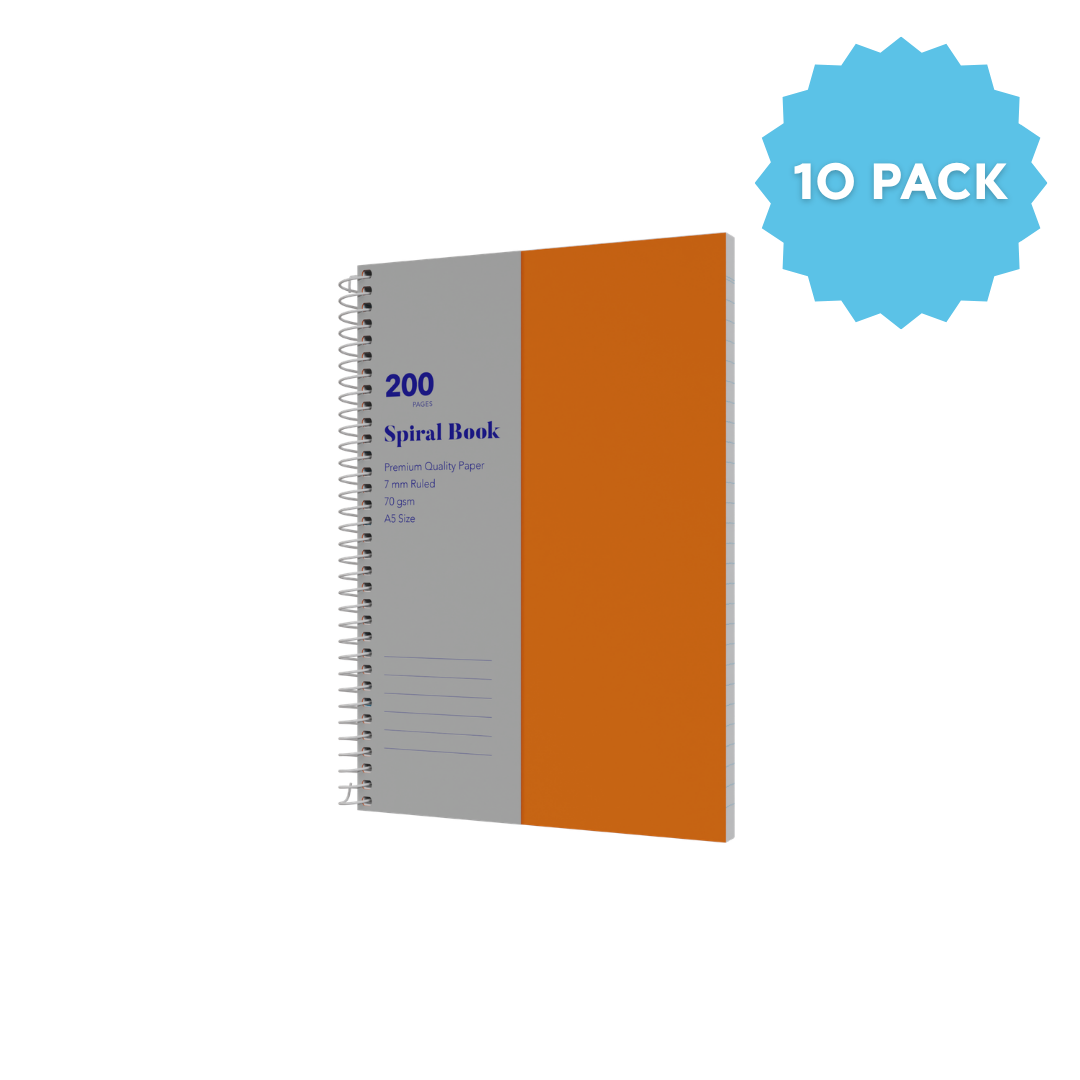 Lined Notebook A5 Spiral Bound | Ruled Layout / 200 Pages (Packs of 10) 7mm / 70 GSM - Collins Debden School Essentials