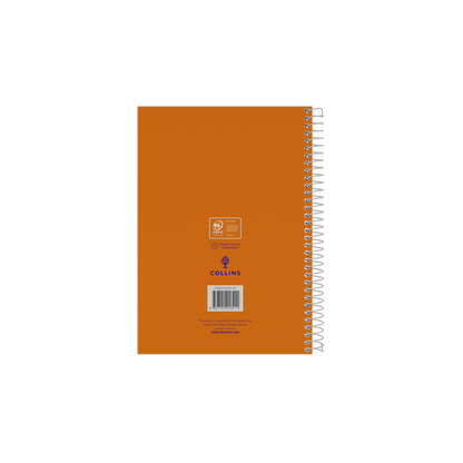 Collins A5 Spiral Bound Notebook – 200 Pages (Pack of 5) Orange