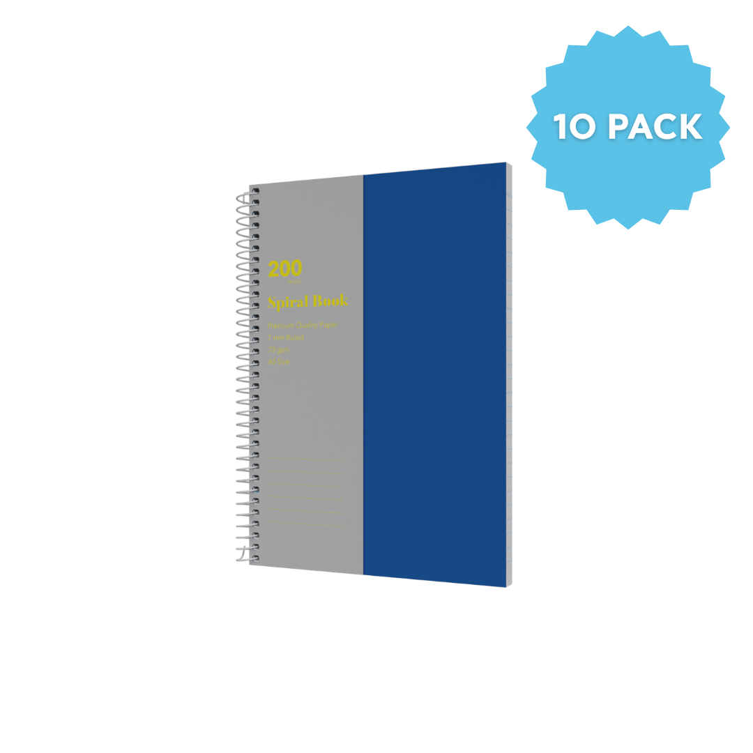 Lined Notebook A5 Spiral Bound | Ruled Layout / 200 Pages (Packs of 10) 7mm / 70 GSM - Collins Debden School Essentials